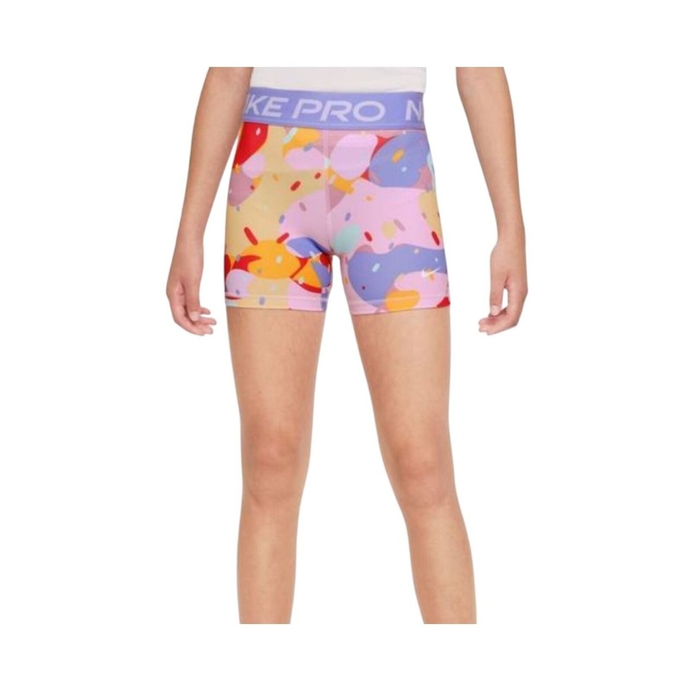 Nike Girls Pro Dri-Fit Big Kids Shorts DQ9117-569 Purple Abstract Small